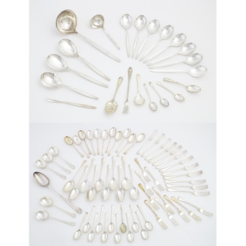 618 - A large quantity of assorted silver plate cutlery / flatware to include table forks, table forks, de... 