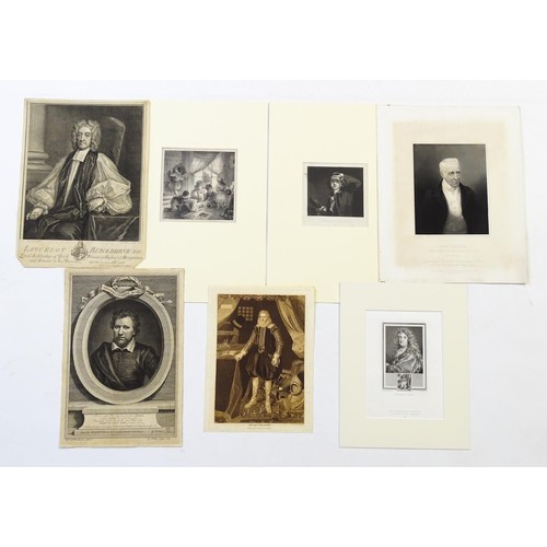 1974 - A quantity of assorted 18th century and later portrait engravings to include a portrait of Benjamin ... 