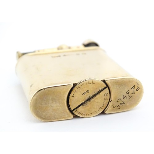 1196 - A Dunhill 9ct gold pocket lighter, stamped underside 'Dunhill Unique Lighter - Pat 143752' and hallm... 