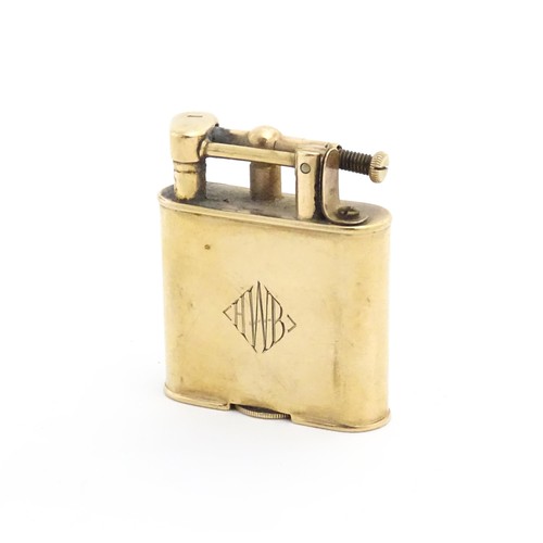 1196 - A Dunhill 9ct gold pocket lighter, stamped underside 'Dunhill Unique Lighter - Pat 143752' and hallm... 