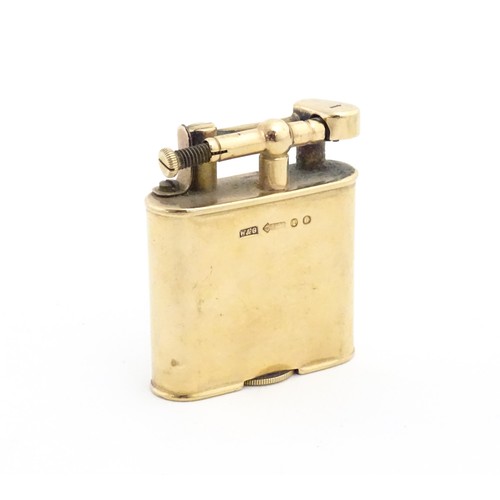 1196 - A Dunhill 9ct gold pocket lighter, stamped underside 'Dunhill Unique Lighter - Pat 143752' and hallm... 