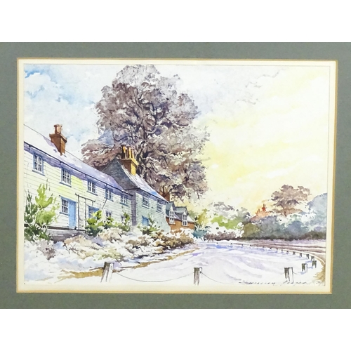 31 - William Porter, 20th century, Watercolour, A winter village scene. Signed and dated (19)79 lower rig... 