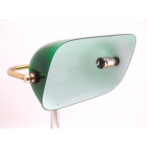 37 - A banker's table lamp with green glass shade