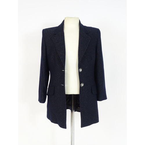 87 - Vintage fashion / clothing: A Jaeger wool evening jacket in navy, bust measures 34