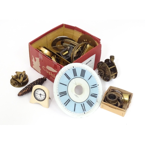 88 - A quantity of assorted clock parts, to include springs, movements, etc.