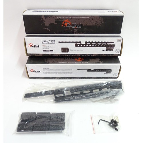 89 - Three boxed Ruger 10/22 tactical quad rails by Aim Sports, each 15'' long