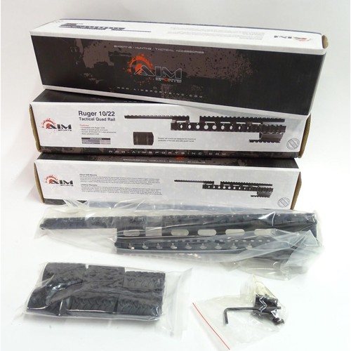 89 - Three boxed Ruger 10/22 tactical quad rails by Aim Sports, each 15'' long