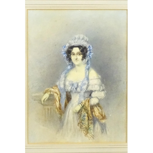 100 - A. Arundale, 19th century, Watercolour, A portrait of Lady Townshend resting on a column. Ascribed v... 