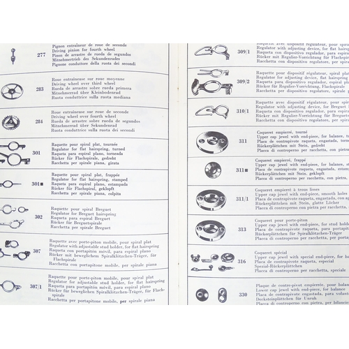 136 - A quantity of mid 20thC watch parts supply books / horology catalogues, comprising two Official Swis... 