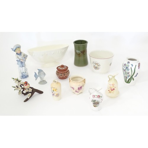 175 - A quantity of assorted ceramics to include a Franklin Porcelain model of a European Goldfinch, a Por... 