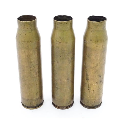 351 - Militaria: three late 20thC 30mm AFV cannon shell cases, each approx 6 3/4