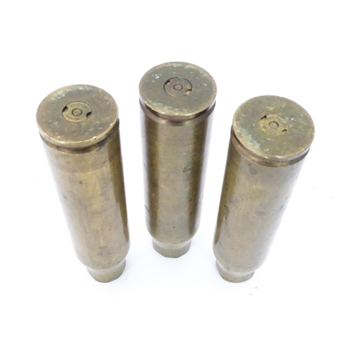 351 - Militaria: three late 20thC 30mm AFV cannon shell cases, each approx 6 3/4
