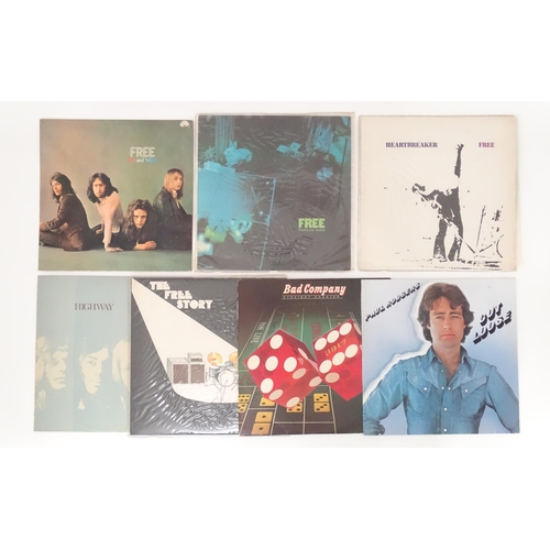 392 - Vinyl records : seven 33rpm LPs, Free , comprising: Tons of Sobs (gatefold), Highway, Fire and Water... 