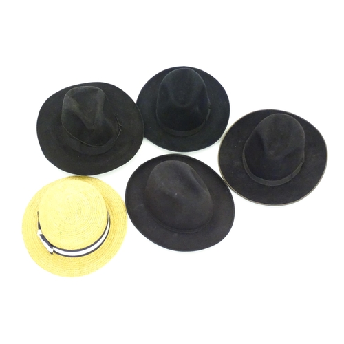 61 - Four fedora felt hats (makers: Fernandez y Roche, Seville - size 56 7 M, Borsalino, Italy - size 57 ... 