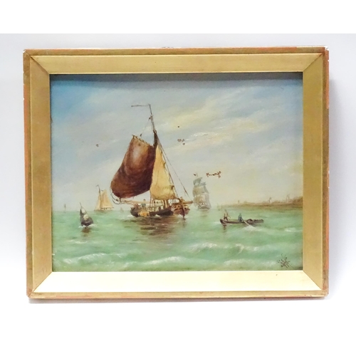 69 - W. G. Harvey, 19th century, Watercolour, Dutch fishing gaffs / boats with figures. Monogrammed WGH l... 