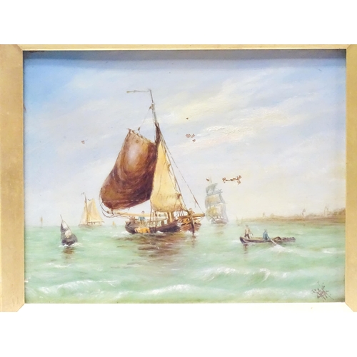 69 - W. G. Harvey, 19th century, Watercolour, Dutch fishing gaffs / boats with figures. Monogrammed WGH l... 