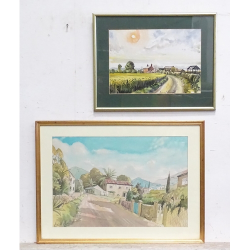 790 - Two watercolours by Lionel Horsnell, to include Water Lane, Sherington and another. Both signed lowe... 