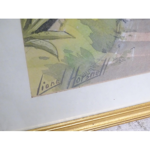 790 - Two watercolours by Lionel Horsnell, to include Water Lane, Sherington and another. Both signed lowe... 