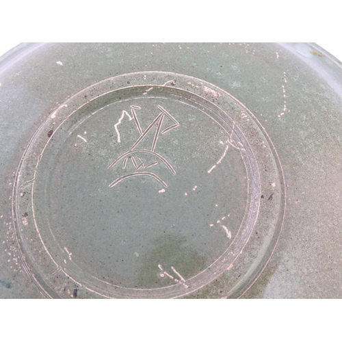 107 - A studio pottery dish by Sybil Finnemore for Yellowsands Pottery with leaf / petal decoration. Bears... 