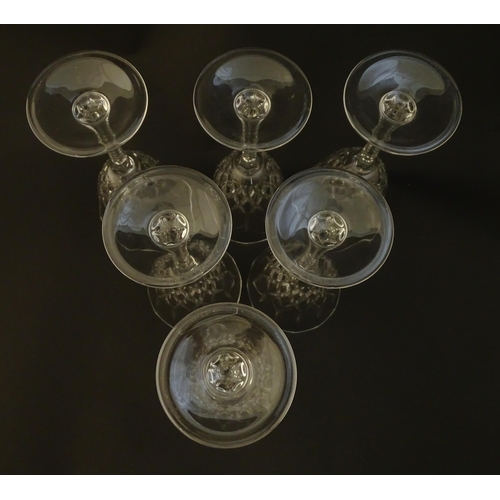 212 - A set of 6 cut crystal wine glasses Approx 7 1/4