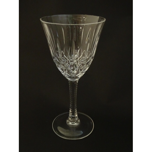 212 - A set of 6 cut crystal wine glasses Approx 7 1/4