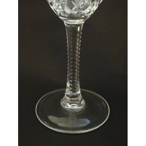 212 - A set of 6 cut crystal wine glasses Approx 7 1/4