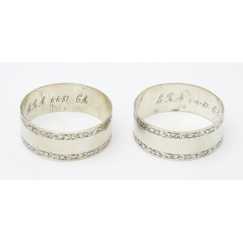 273 - A cased pair silver napkin rings hallmarked  Birmingham 1917 maker William Walter Cashmore. The case... 