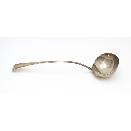 295 - A Geo III Old English pattern soup ladle. Hallmarked London 1803 maker Christopher & Thomas Wilkes B... 