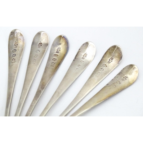 318 - A set of 6 18thC Geo III Old English pattern teaspoons, hallmarked London 1793 maker George Gray. Ap... 