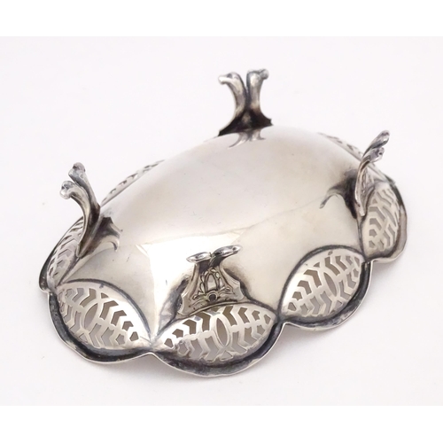 327 - A silver bon bon dish raised on four feet, hallmarked Birmingham 1913 maker J Boseck & Co. 4 3/4