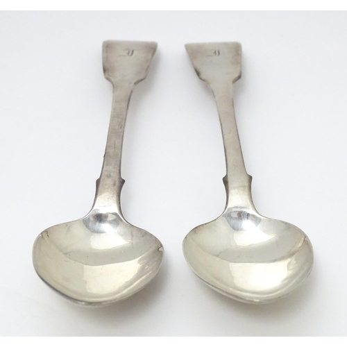 328 - A pair of 19thC fiddle pattern tablespoons hallmarked London 1837 maker William Bateman II. Approx 9... 