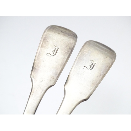 328 - A pair of 19thC fiddle pattern tablespoons hallmarked London 1837 maker William Bateman II. Approx 9... 