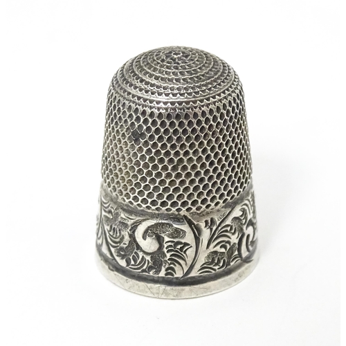 332 - A silver thimble hallmarked London 1902. maker S? . Approx 1