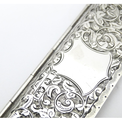 351 - A Victorian silver cigarette paper holder / dispenser with engraved decoration, hallmarked Birmingha... 