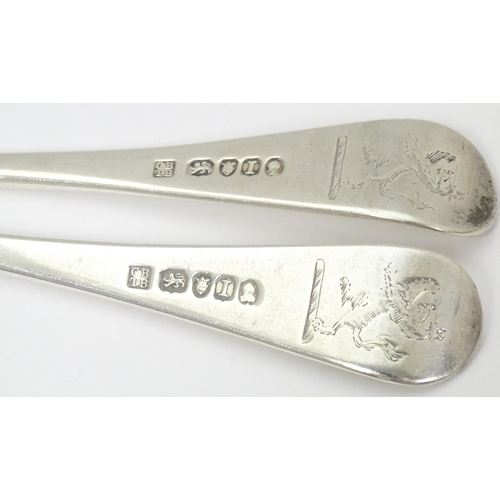 372 - Two George III silver table spoons hallmarked London 1804 maker Christopher & Thomas Wilkes Barker t... 