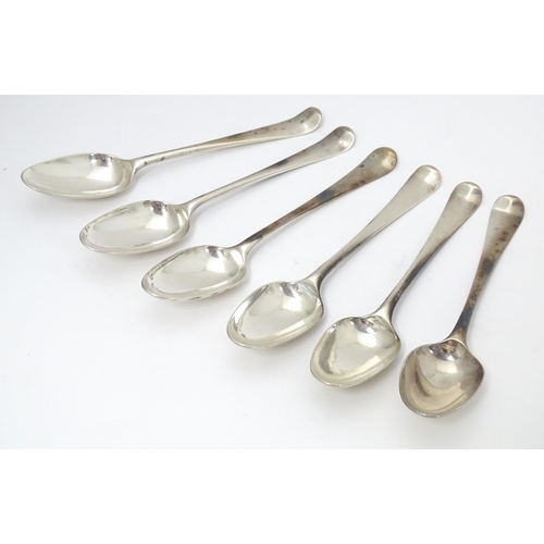 378 - Six 18thc silver spoons hallmarked London 1759 maker Elizabeth Tookey. Approx 6 1/2