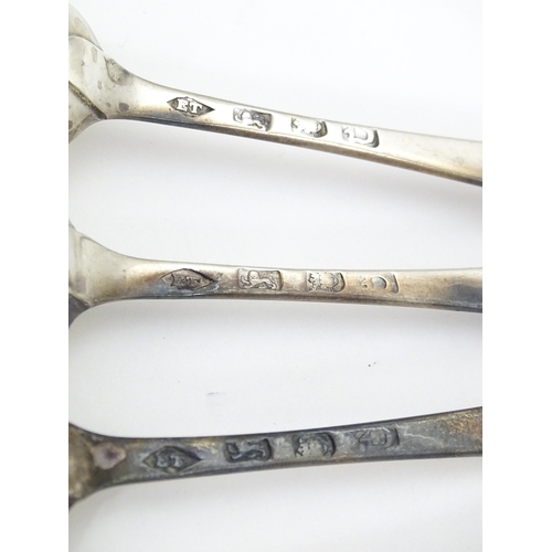 378 - Six 18thc silver spoons hallmarked London 1759 maker Elizabeth Tookey. Approx 6 1/2