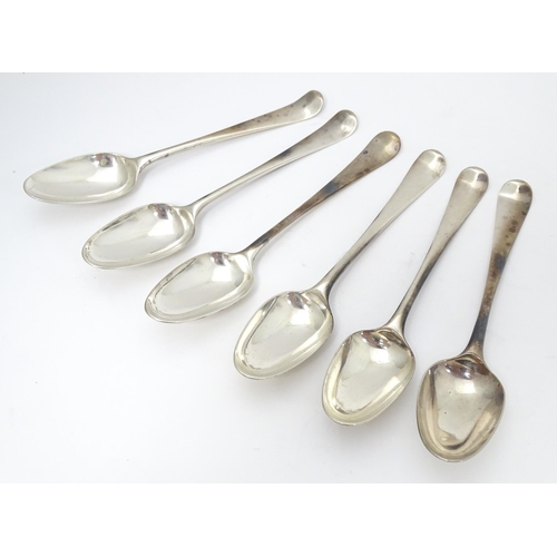 378 - Six 18thc silver spoons hallmarked London 1759 maker Elizabeth Tookey. Approx 6 1/2