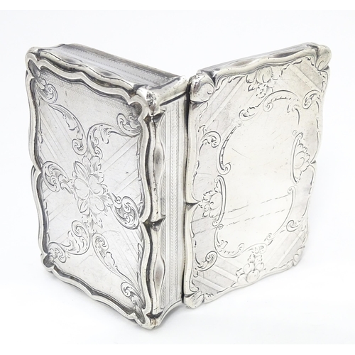 397 - A Victorian silver snuff box with engraved and engine turned decoration. Hallmarked Birmingham c.184... 