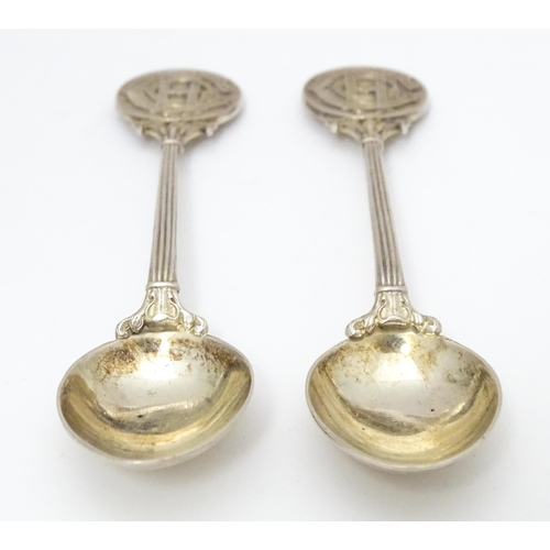 398 - Two silver teaspoons monogrammed to  handles HGC (? Golf Club) . Hallmarked Birmingham 1928/1930 mak... 