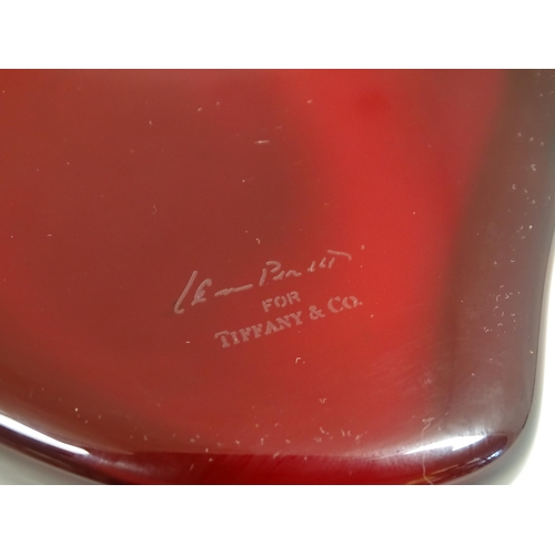 194 - Elsa Peretti for Tiffany A Co : A red glass heart paperweight. Approx 4