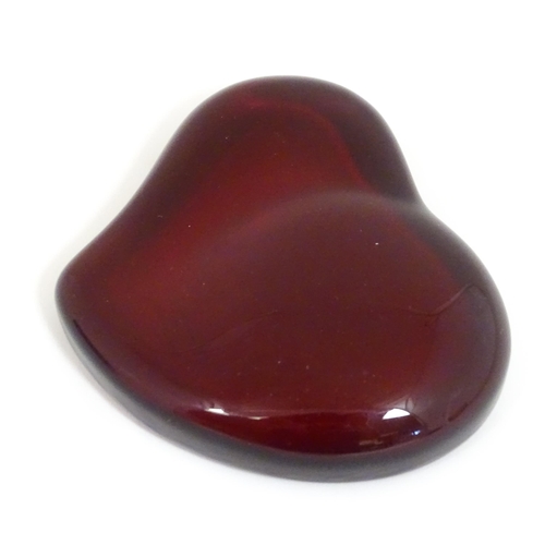 194 - Elsa Peretti for Tiffany A Co : A red glass heart paperweight. Approx 4