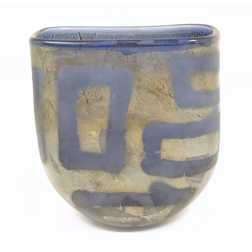 201 - An Azurene style art glass vase with rectangular detail. In the manner of Michael Harris for Isle of... 