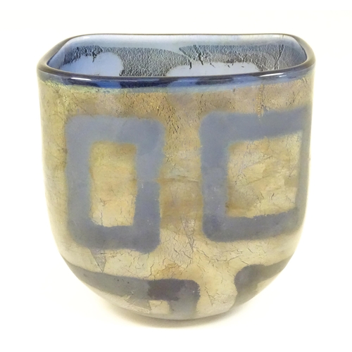 201 - An Azurene style art glass vase with rectangular detail. In the manner of Michael Harris for Isle of... 