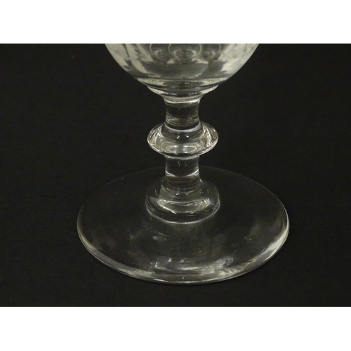 207 - Five cut glass champagne coupes together with five cut glass pedestal wine glasses. Approx 4 1/2