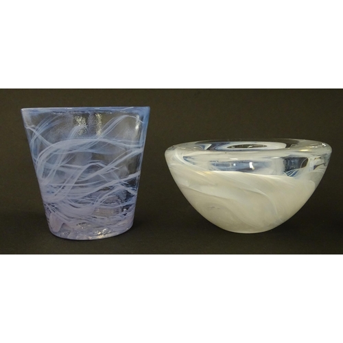 210 - Three items of Swedish art glass, comprising a Kosta Boda beaker, a boxed Kosta Boda 'Atoll' bowl an... 