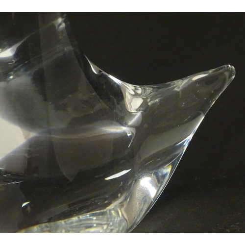 216 - A clear glass model of a goose, signed Daum France. Approx 7 1/2