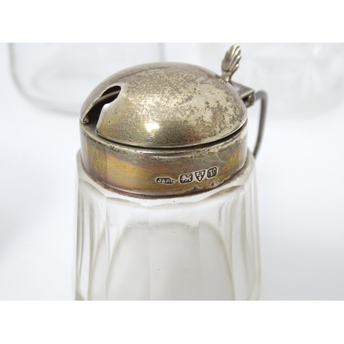 469 - Assorted items to include a cut glass preserve pot with silver lid hallmarked Sheffield 1930, maker ... 