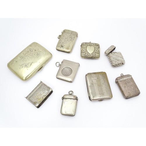 471 - A quantity of assorted silver plate vesta cases, to include one of book form. Together with a silver... 