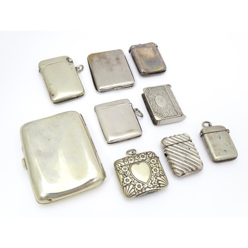 471 - A quantity of assorted silver plate vesta cases, to include one of book form. Together with a silver... 